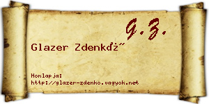 Glazer Zdenkó névjegykártya